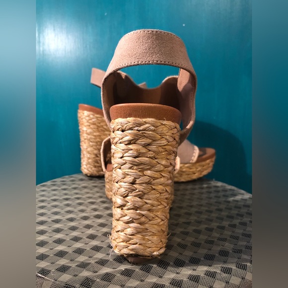 Tan Mia Straw Wedge Heel Sandals Size 8.5 - Picture 10 of 13